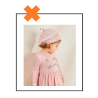 Kinder baret roze met geborduurde bloemen